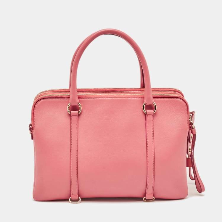Pre Owned D&G Pink Leather Lily Twist Satchel