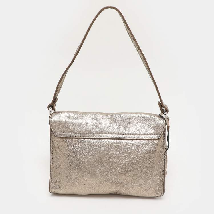 Pre Owned D&G Gold Leather Embellished Shoulder Bag