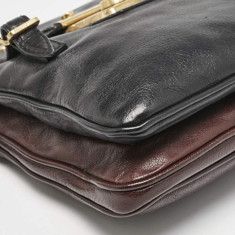 Pre Owned D&G Black/Brown Leather Alisson Crossbody Bag