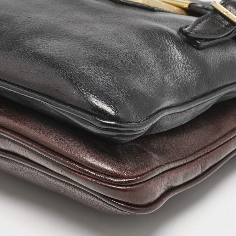 Pre Owned D&G Black/Brown Leather Alisson Crossbody Bag