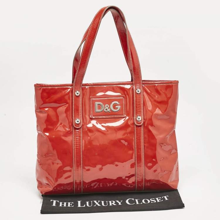 Pre Owned D&G Red Patent Leather Estelle Tote