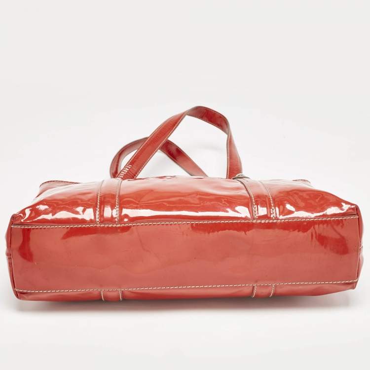 Pre Owned D&G Red Patent Leather Estelle Tote