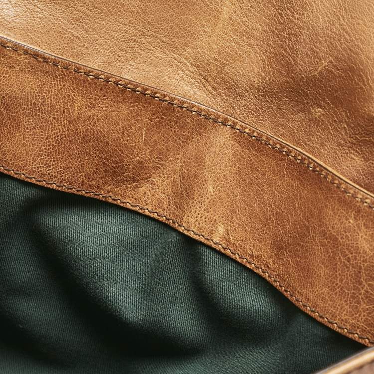 Pre Owned D&G Brown/Olive Green Leather Allyson Satchel