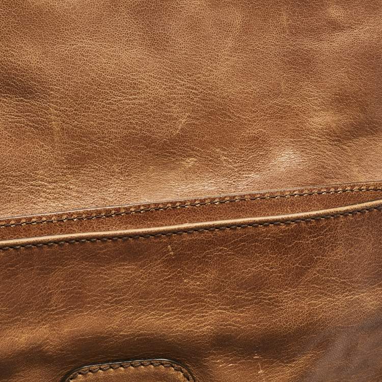 Pre Owned D&G Brown/Olive Green Leather Allyson Satchel
