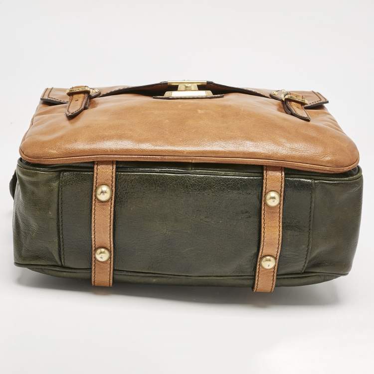 Pre Owned D&G Brown/Olive Green Leather Allyson Satchel