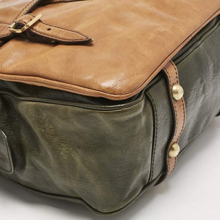Pre Owned D&G Brown/Olive Green Leather Allyson Satchel