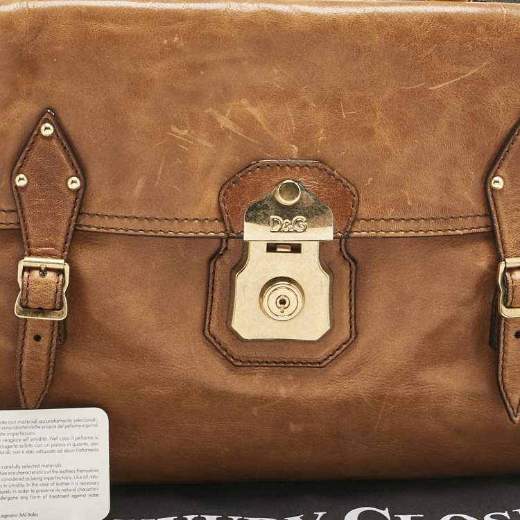 Pre Owned D&G Brown/Olive Green Leather Allyson Satchel