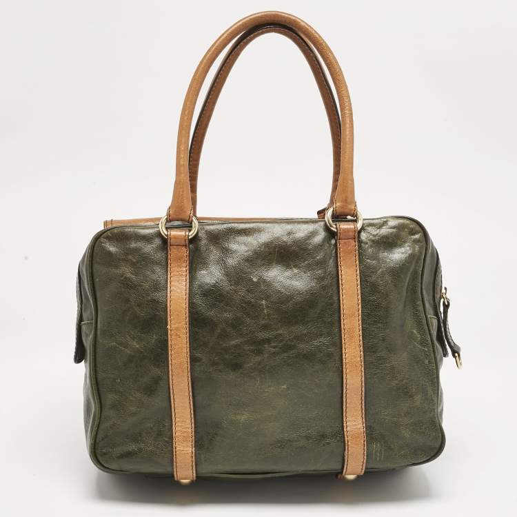 Pre Owned D&G Brown/Olive Green Leather Allyson Satchel