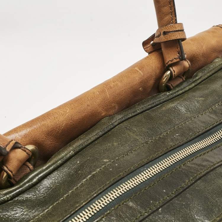 Pre Owned D&G Brown/Olive Green Leather Allyson Satchel