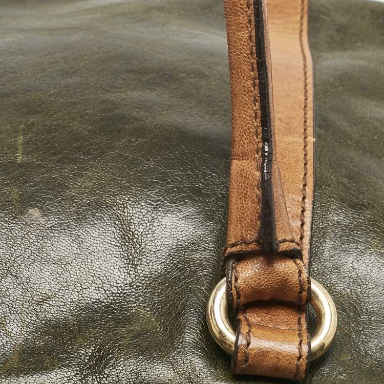 Pre Owned D&G Brown/Olive Green Leather Allyson Satchel