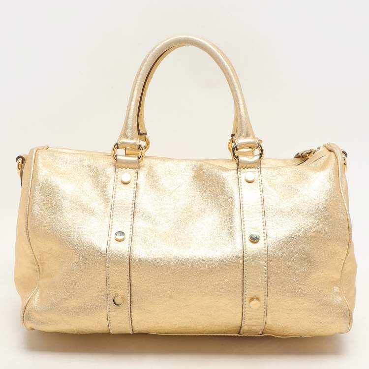 Pre Owned D&G Gold Leather Boston Bag