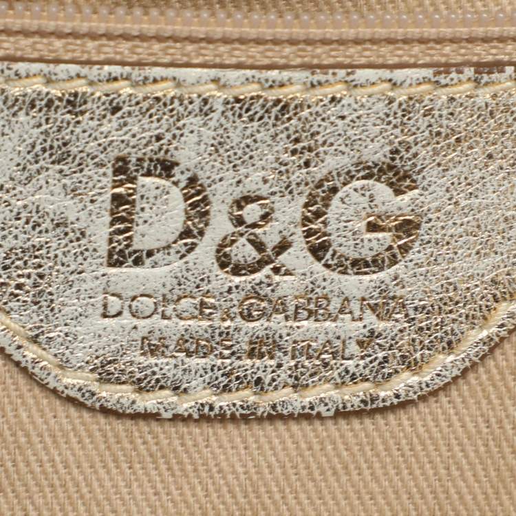 Pre Owned D&G Gold Leather Boston Bag