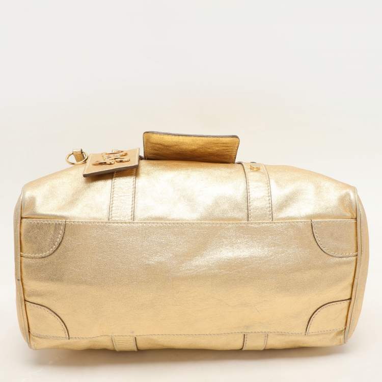 Pre Owned D&G Gold Leather Boston Bag