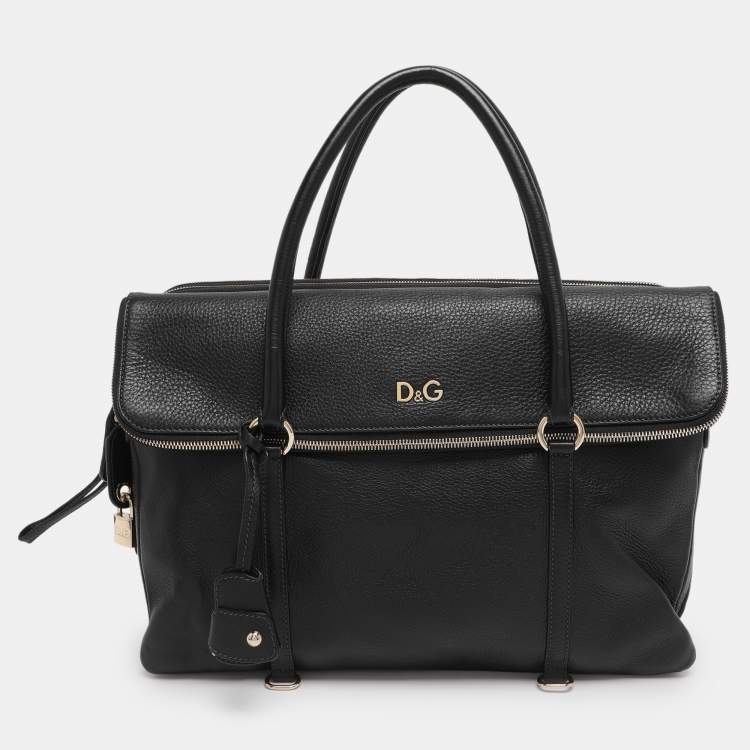 Pre Owned D&G Black Leather Lily Twist Satchel