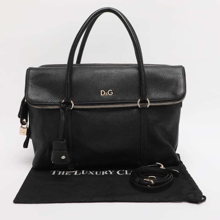 Pre Owned D&G Black Leather Lily Twist Satchel