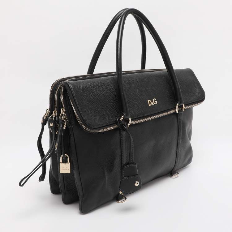 Pre Owned D&G Black Leather Lily Twist Satchel