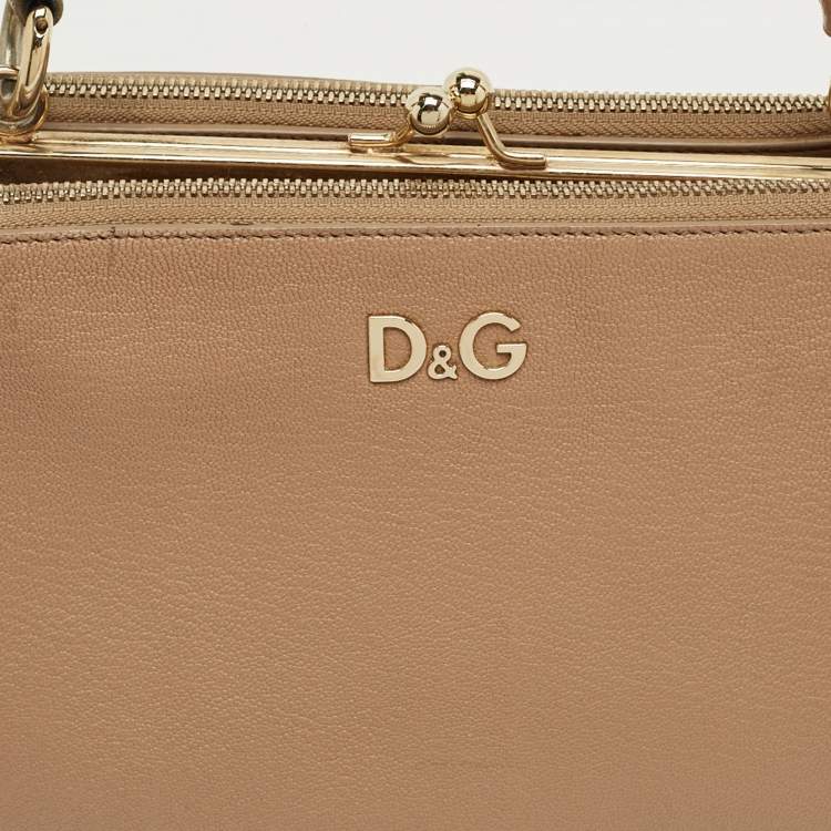 Pre Owned D&G Beige Leather Lily Twist Top Handle Bag