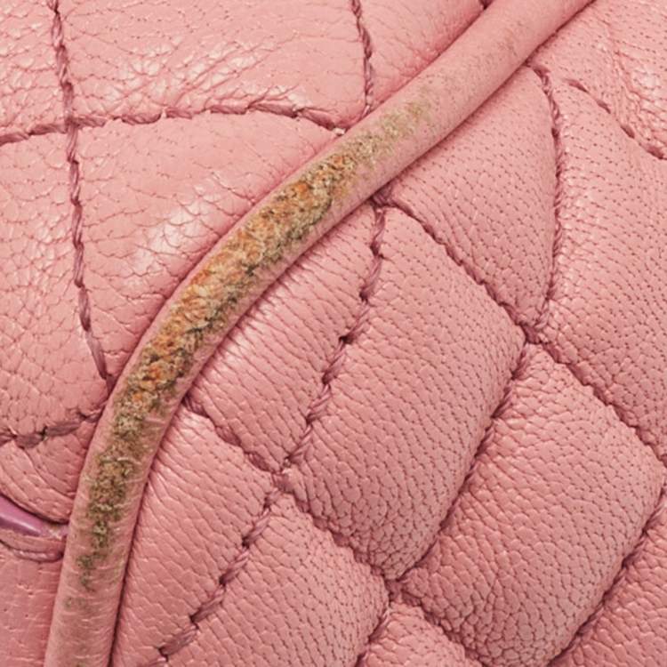 Pre Owned D&G Peach Pink Quilted Leather Lily Glam Tote