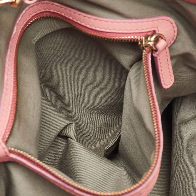 Pre Owned D&G Peach Pink Quilted Leather Lily Glam Tote