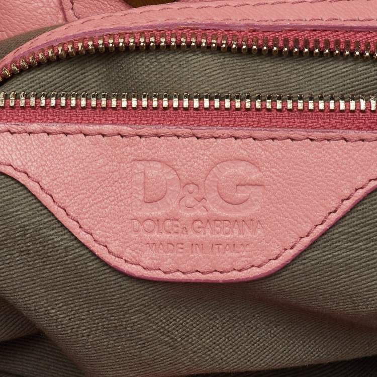 Pre Owned D&G Peach Pink Quilted Leather Lily Glam Tote