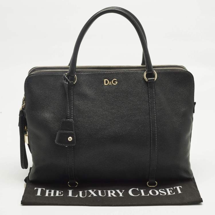 مملوكة مسبقًا D&G Lily Twist Black Leather Laptop Bag