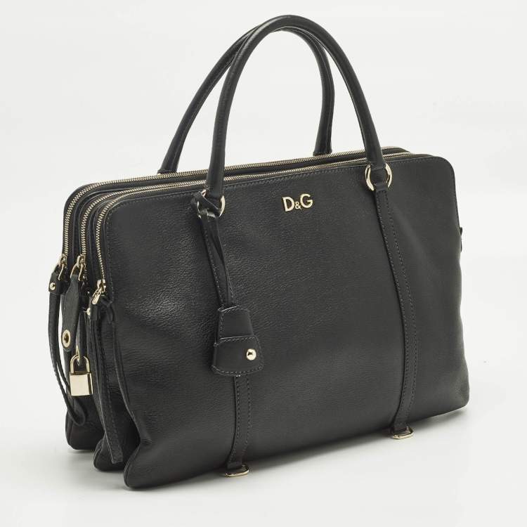 مملوكة مسبقًا D&G Lily Twist Black Leather Laptop Bag