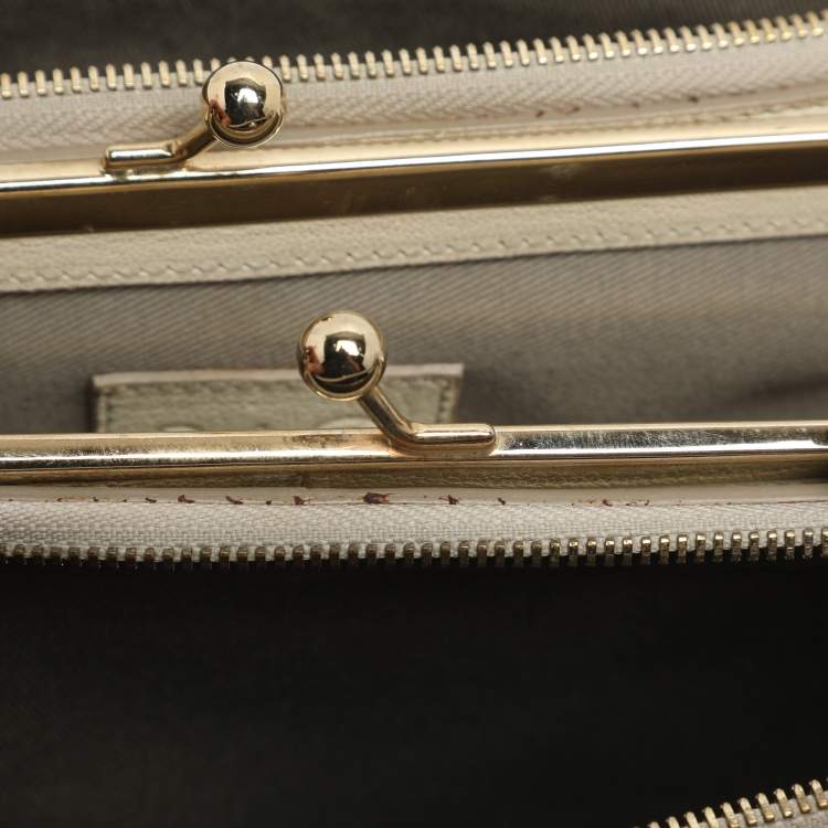 Pre Owned D&G Lily Twist Cream Leather Top Handle Bag