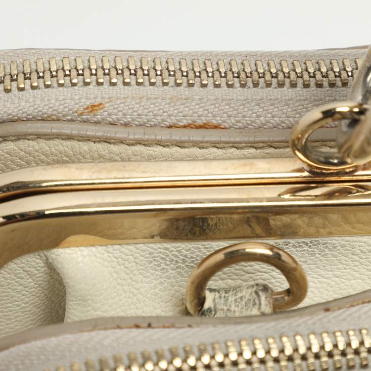 Pre Owned D&G Lily Twist Cream Leather Top Handle Bag