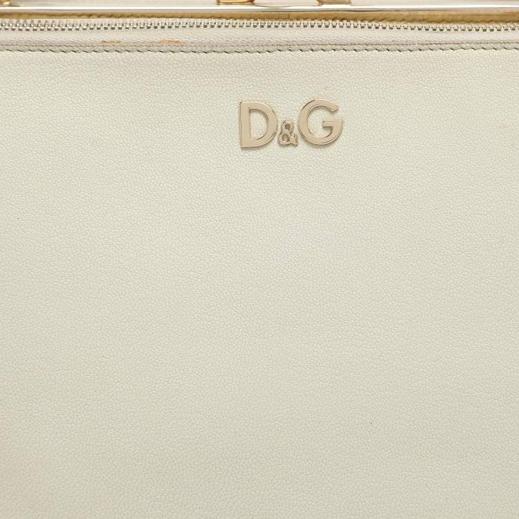 Pre Owned D&G Lily Twist Cream Leather Top Handle Bag