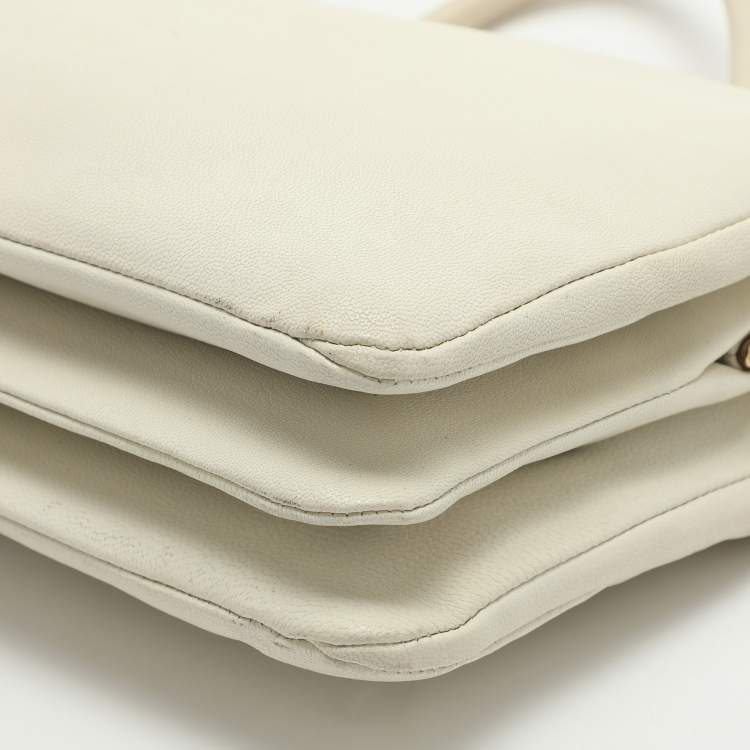 Pre Owned D&G Lily Twist Cream Leather Top Handle Bag