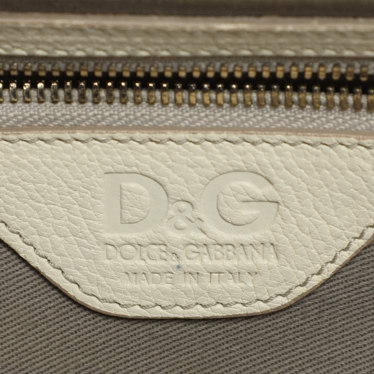 Pre Owned D&G Lily Twist Cream Leather Top Handle Bag