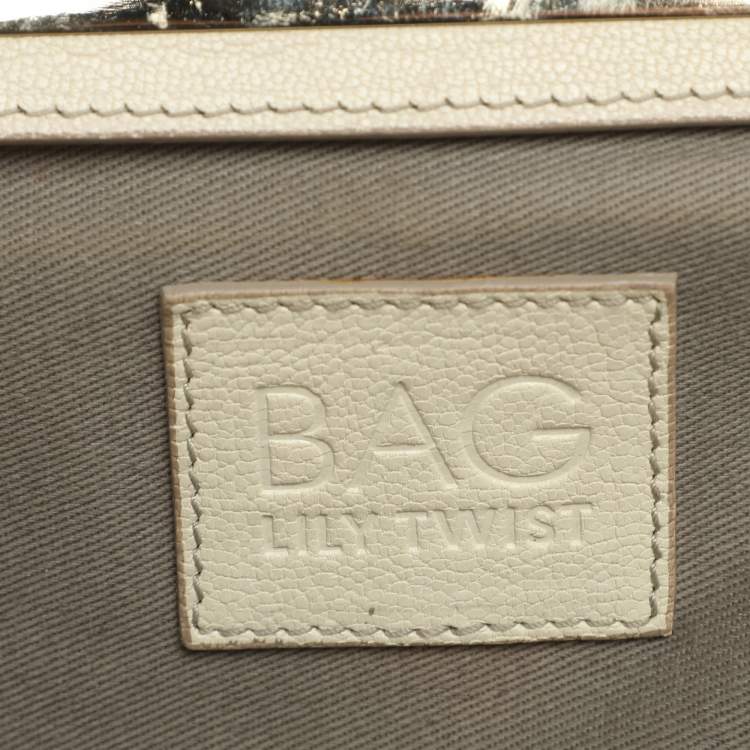 Pre Owned D&G Lily Twist Cream Leather Top Handle Bag