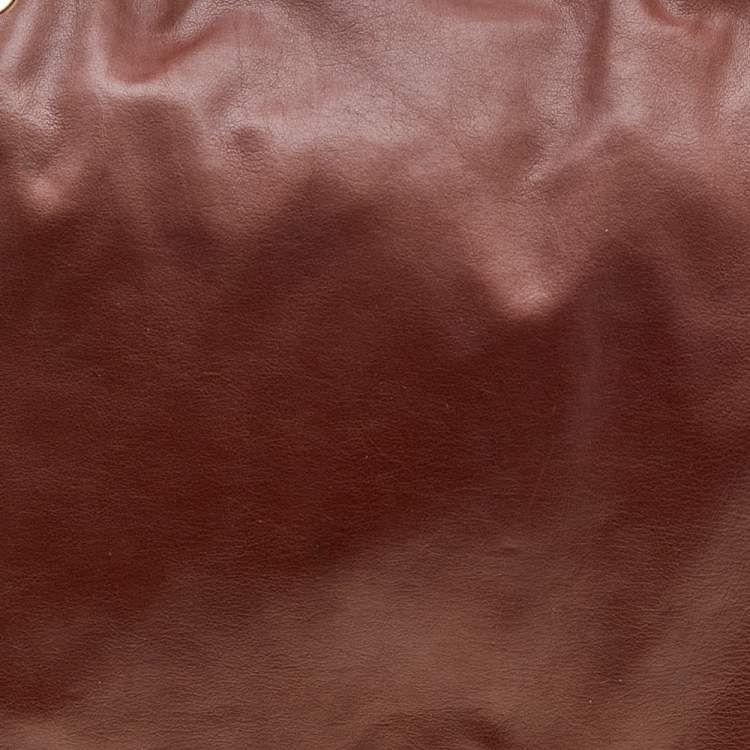 Pre Owned D&G Two Tone Brown Leather Drawstring Hobo