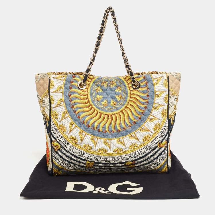 Pre Owned D&G Multicolor Quilted Canvas and Leather Lily Glam Tote 