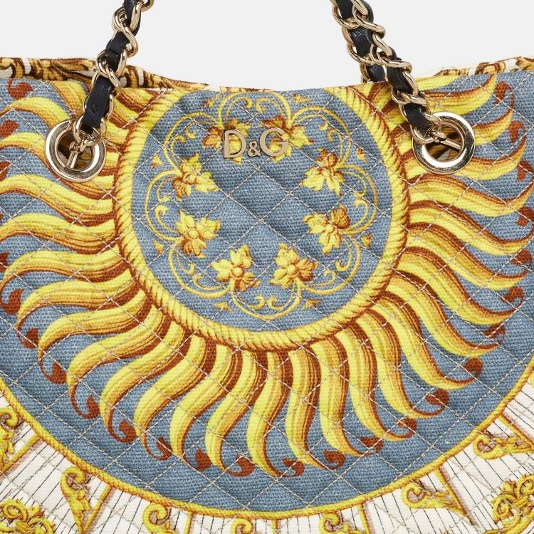 Pre Owned D&G Multicolor Quilted Canvas and Leather Lily Glam Tote 