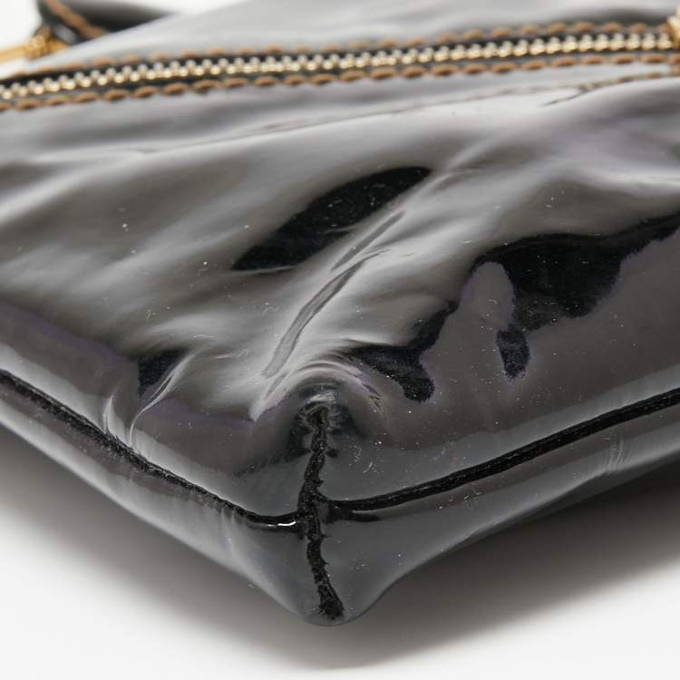 Pre Owned D&G Black Patent Leather Lock Envelope Clutch