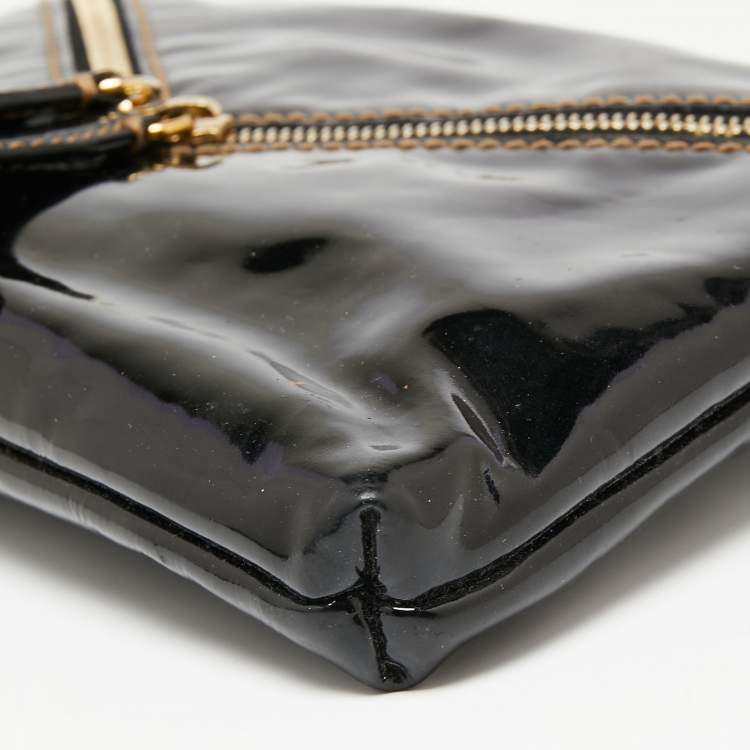 Pre Owned D&G Black Patent Leather Lock Envelope Clutch