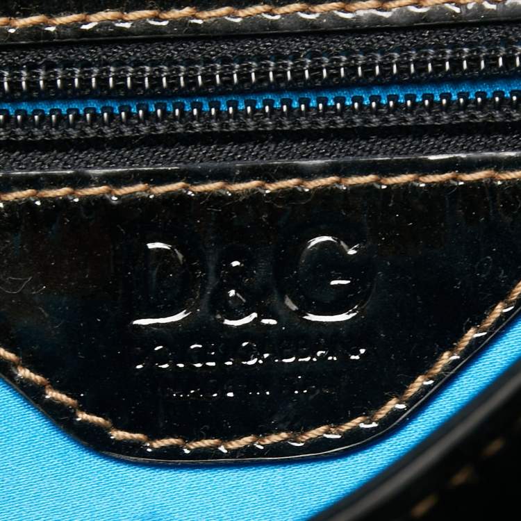 Pre Owned D&G Black Patent Leather Lock Envelope Clutch
