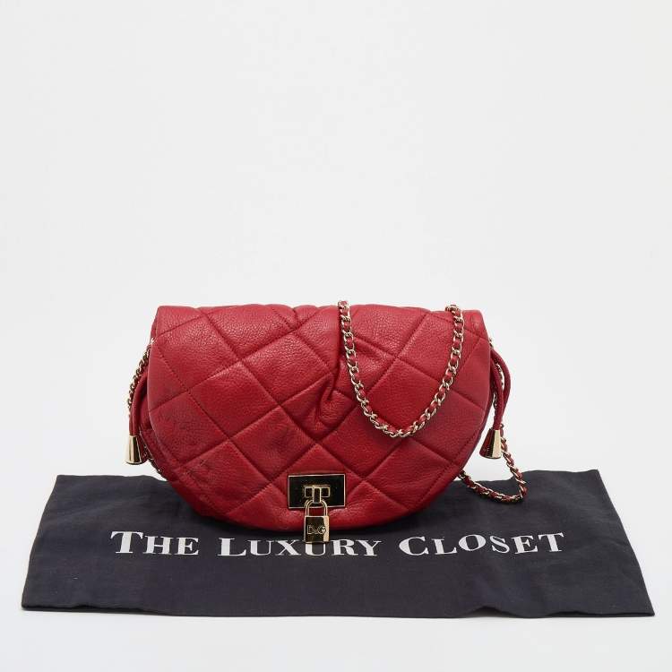 Pre Owned D&G Red Quilted Leather Vlada Crossbody Bag