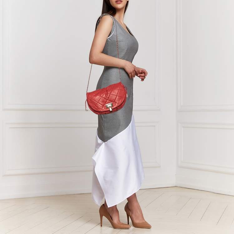 Pre Owned D&G Red Quilted Leather Vlada Crossbody Bag