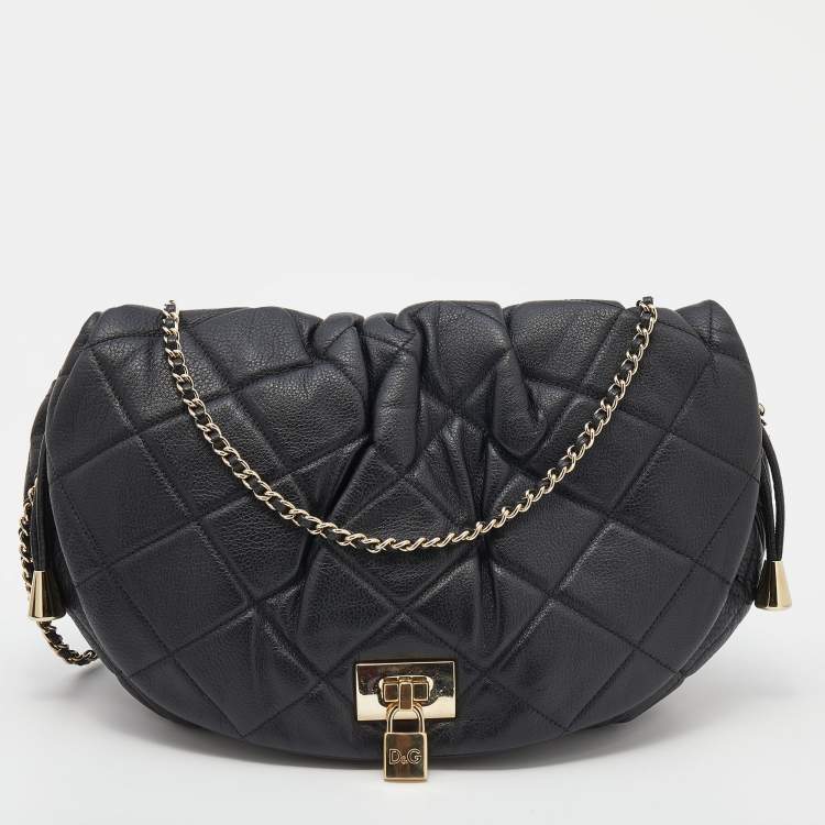 Pre Owned D&G Black Quilted Leather Vlada Crossbody Bag