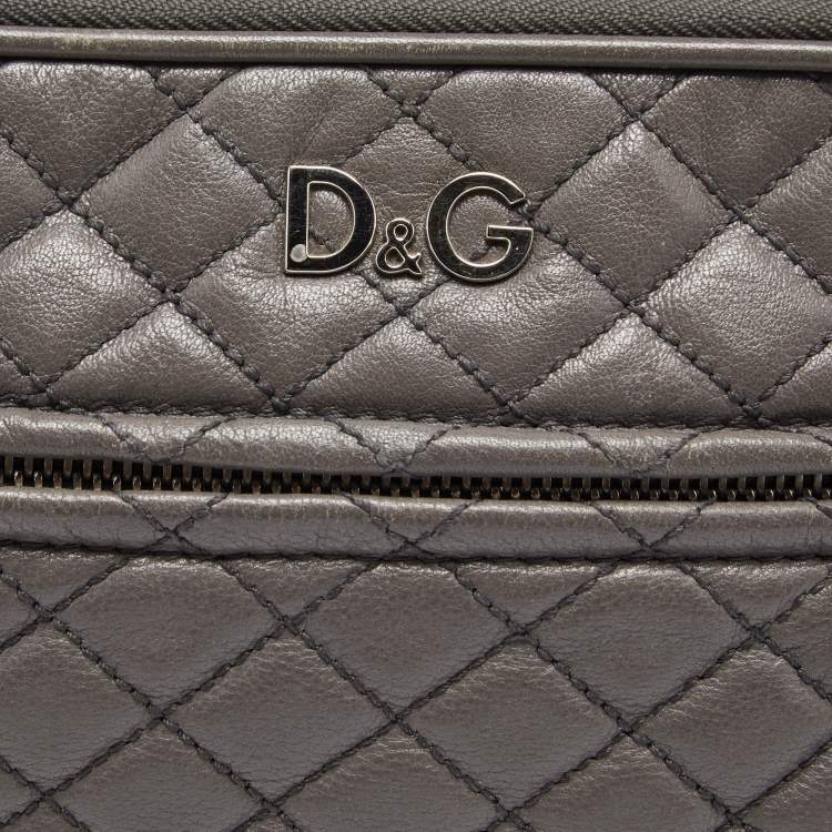Pre Owned D&G Grey Quilted Leather Lily Glam Crossbody Bag