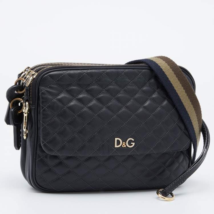 Pre Owned D&G Black Quilted Leather Lily Sport Crossbody Bag