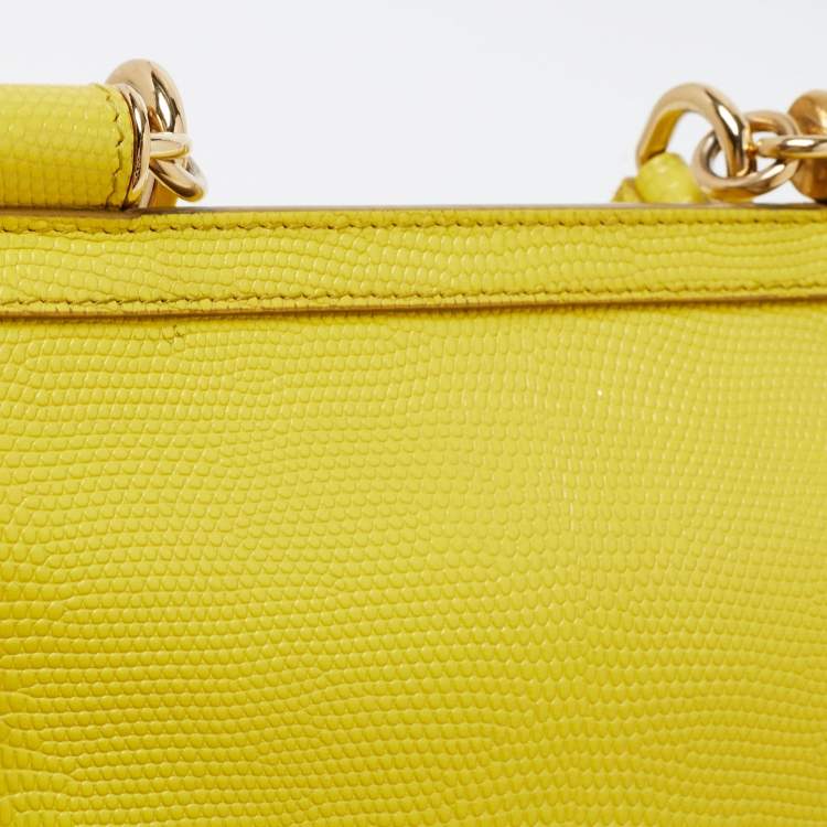 Pre Owned Dolce & Gabbana Yellow Leather Miss Sicily Top Handle Bag