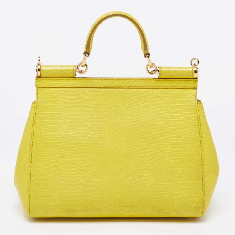 Pre Owned Dolce & Gabbana Yellow Leather Miss Sicily Top Handle Bag