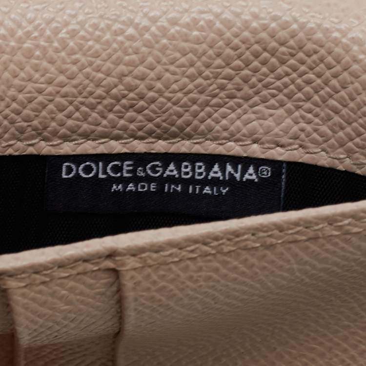 Pre Owned Dolce & Gabbana Beige Lizard Embossed Leather Sicily Von Crystals Smartphone Bag 