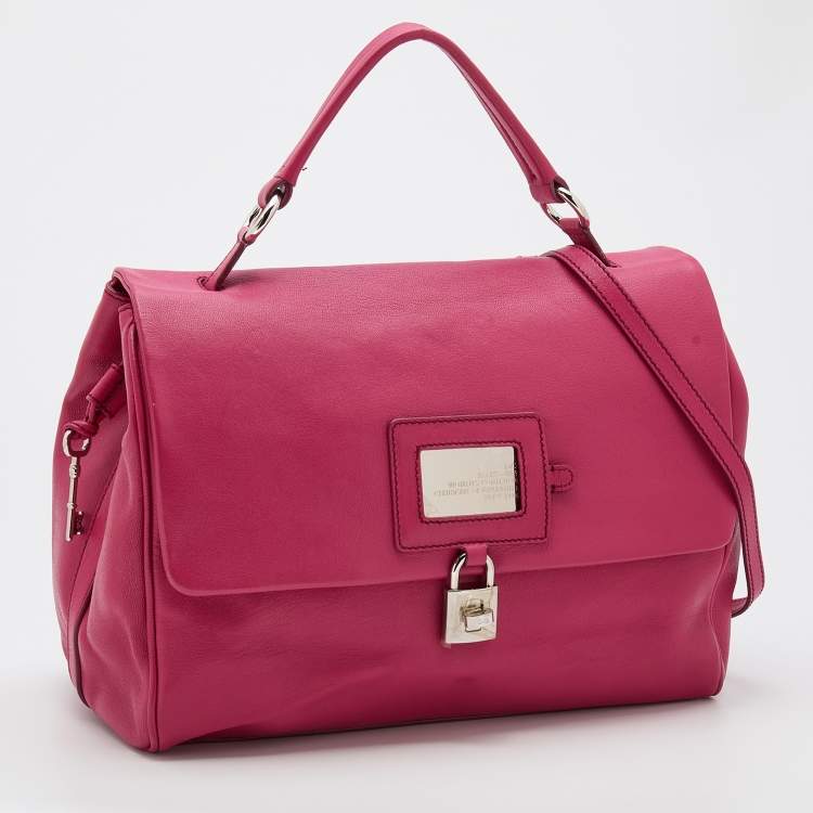 Pre Owned D&G Pink Leather Miss Dolce Top Handle Bag