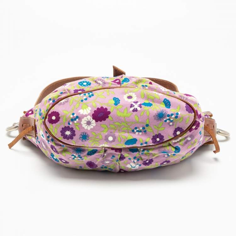 Pre Owned D&G Multicolor Floral Print Canvas and Leather  Shoulder Bag