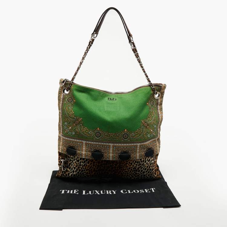 Pre Owned D&G Multicolor Printed Canvas Ania Chain Shoulder Bag