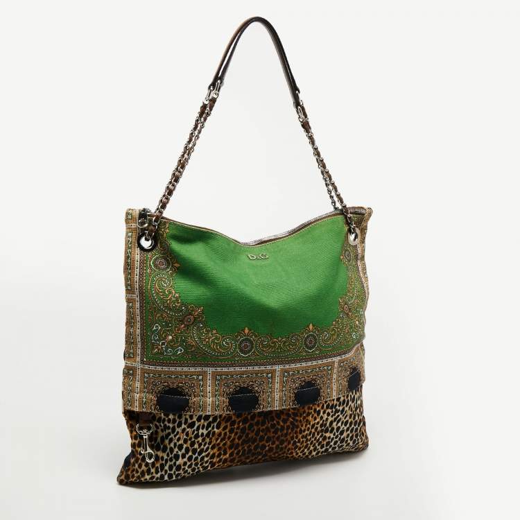 Pre Owned D&G Multicolor Printed Canvas Ania Chain Shoulder Bag
